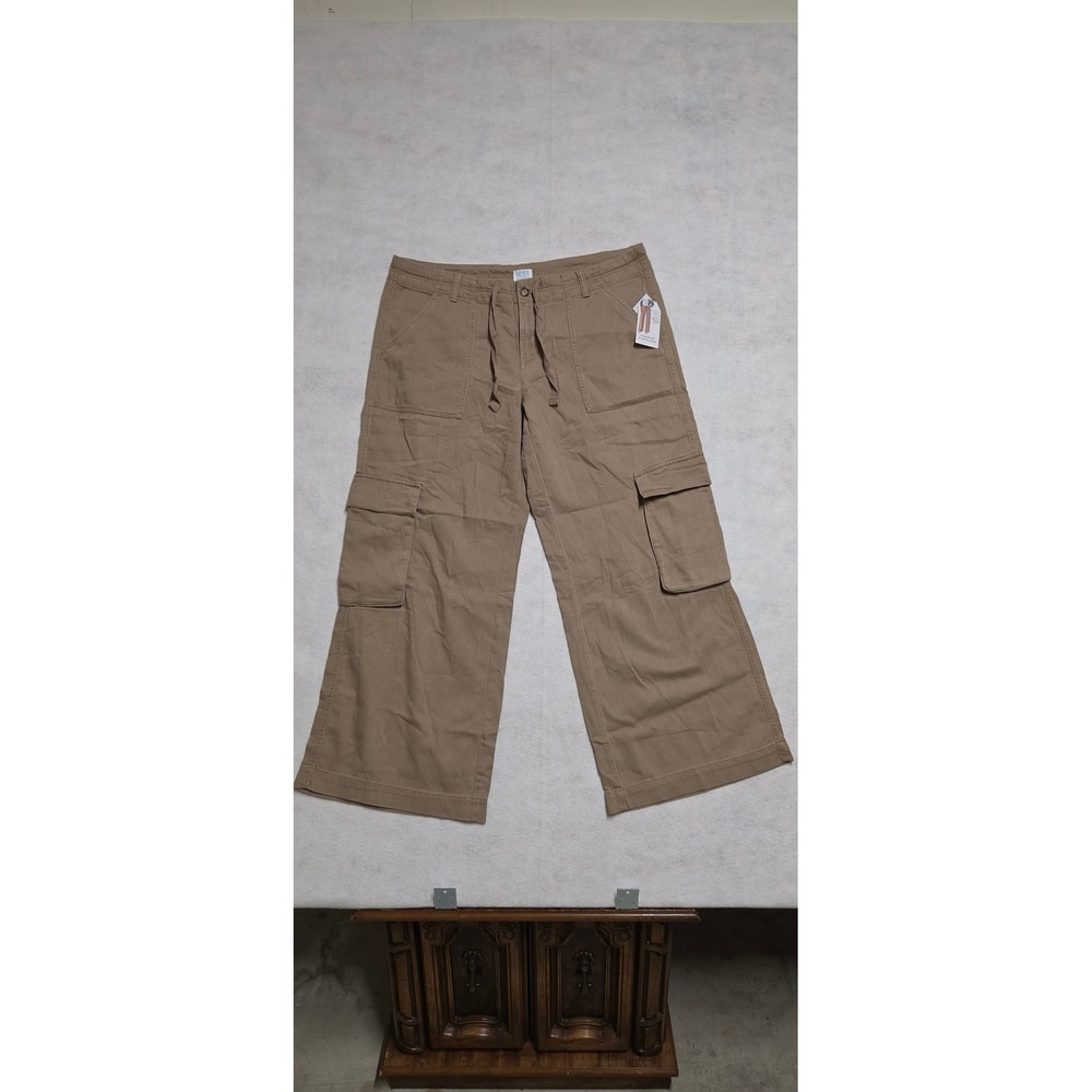 Time and Tru Womens Size 20 Tan Mid-Rise Wide Leg Cargo Pants NWT